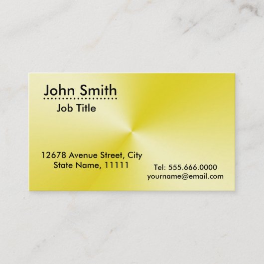 Professioneel gewoon gele radiale metalen blik visitekaartje (Voorkant)