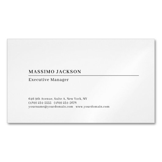 Professioneel gewoon minimalistisch modern magnetisch visitekaartje (Voorkant)