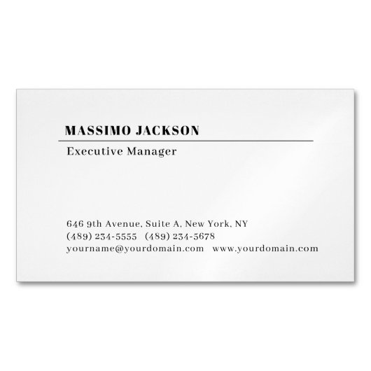 Professioneel gewoon minimalistisch modern magnetisch visitekaartje (Voorkant)