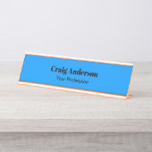 Professioneel Gewoon Modern Elegant Helder Blauw C Bureau Naambordje (Voorkant)