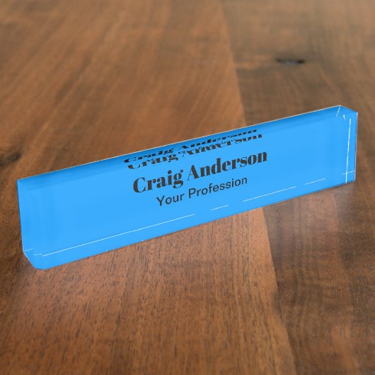 Professioneel Gewoon Modern Elegant Helder Blauw C Naambordje (Zijkant)