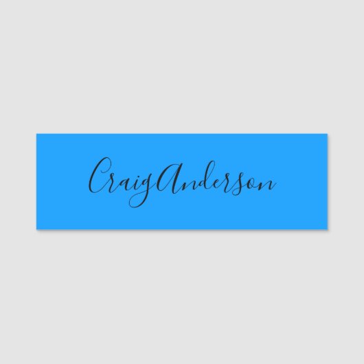 Professioneel Gewoon Modern Elegant Helder Blauw C Naamplaatje (Voorkant)