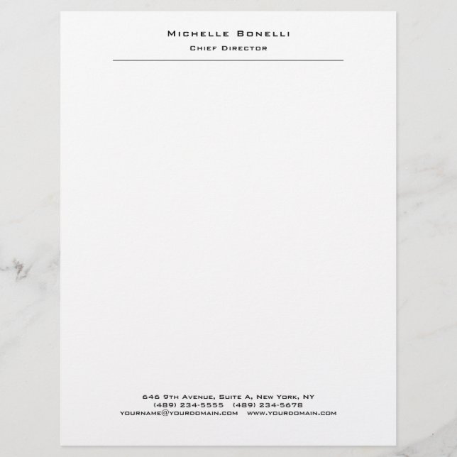 Professioneel Gewoon Modern Minimalistisch Wit Briefhoofd (Voorkant)