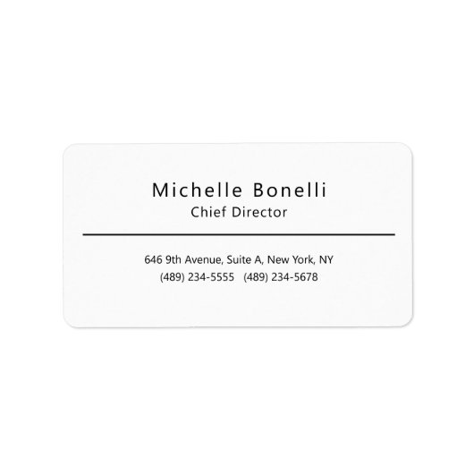 Professioneel Gewoon Modern Minimalistisch Wit Etiket (Voorkant)
