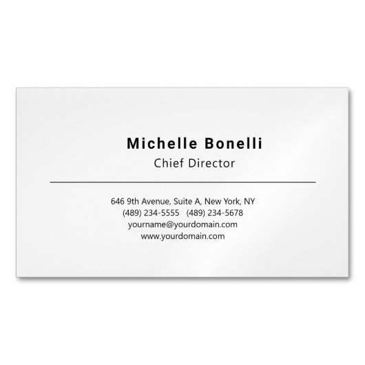 Professioneel Gewoon Modern Minimalistisch Wit Magnetisch Visitekaartje (Voorkant)