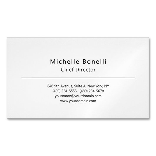 Professioneel Gewoon Modern Minimalistisch Wit Magnetisch Visitekaartje (Voorkant)