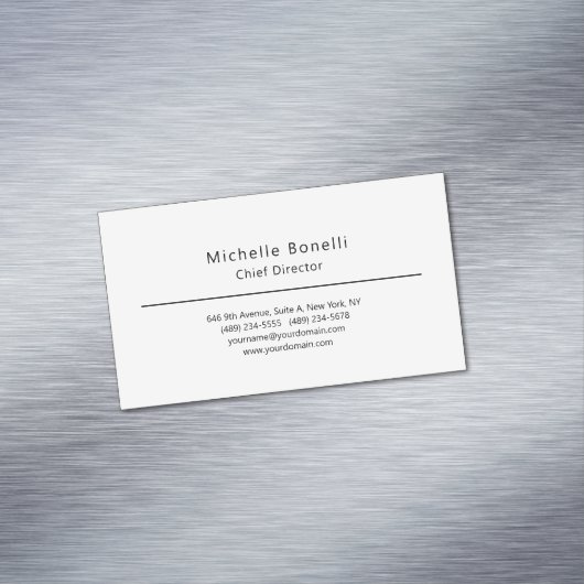 Professioneel Gewoon Modern Minimalistisch Wit Magnetisch Visitekaartje (Voorbeeld)