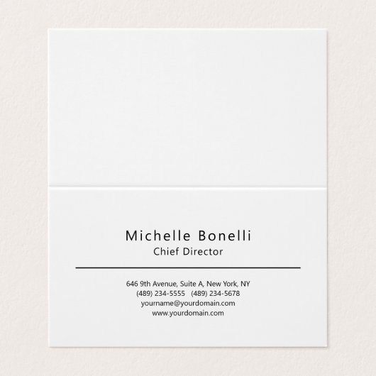 Professioneel Gewoon Modern Minimalistisch Wit Visitekaartje (Buitenkant ongevouwen)