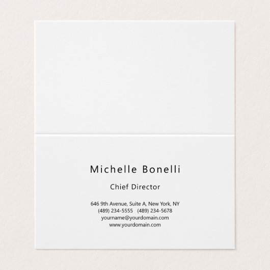 Professioneel Gewoon Modern Minimalistisch Wit Visitekaartje (Buitenkant ongevouwen)