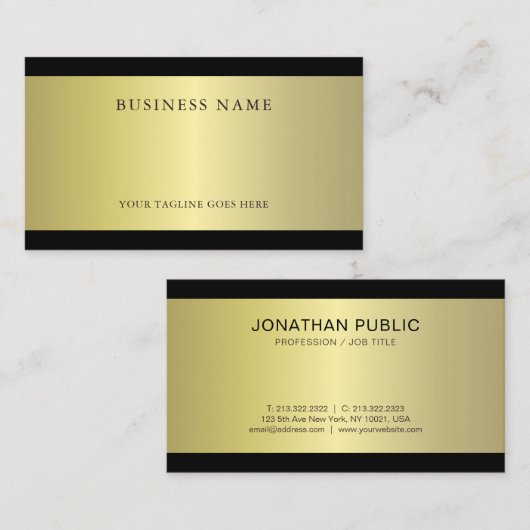 Professioneel Glamoureus Goud Effect Gewoon Trendy Visitekaartje (Voorkant / Achterkant)