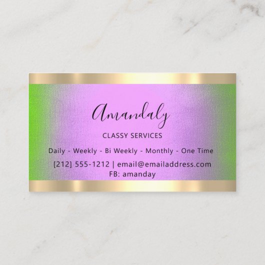 Professioneel Gold-omhuld elegant Paars-groen Visitekaartje (Achterkant)