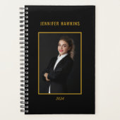 Professioneel Gold Script Border Zwart Vrouwen Fot Planner (Voorkant)
