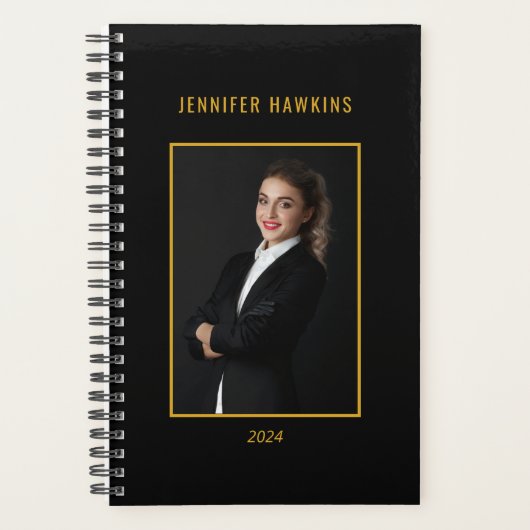 Professioneel Gold Script Border Zwart Vrouwen Fot Planner (Voorkant)