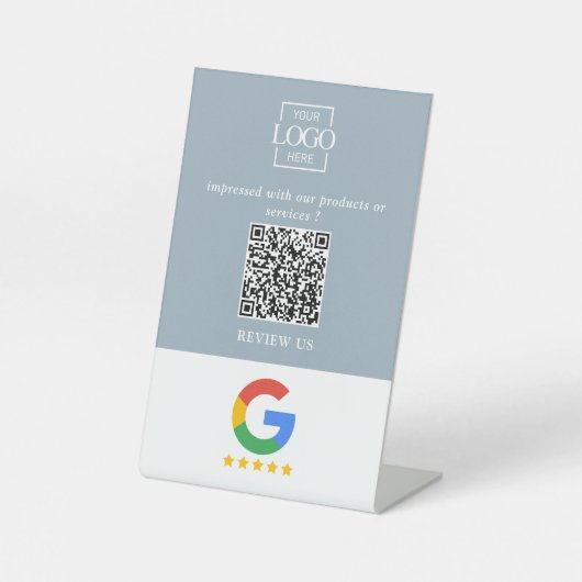 Professioneel Google Reviews QR Code Bedrijfslogo Reclamebord Met Voetstuk (Voorkant)