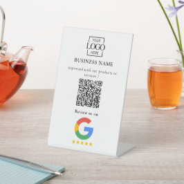 Professioneel Google Reviews QR Code Bedrijfslogo Reclamebord Met Voetstuk