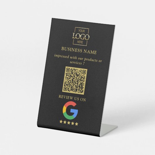Professioneel Google Reviews QR Code Zakelijk Logo Reclamebord Met Voetstuk (Voorkant)