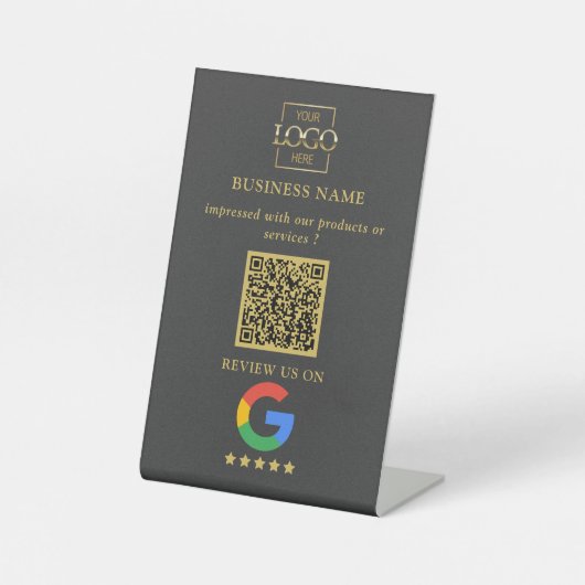 Professioneel Google Reviews QR Code Zakelijk Logo Reclamebord Met Voetstuk (Voorkant)