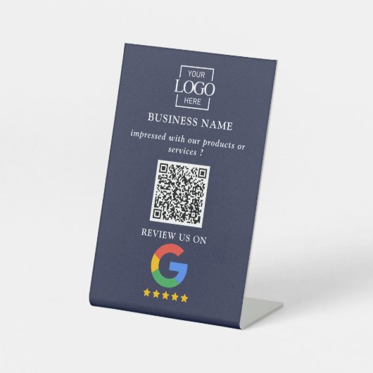 Professioneel Google Reviews QR Code Zakelijk Logo Reclamebord Met Voetstuk (Voorkant)