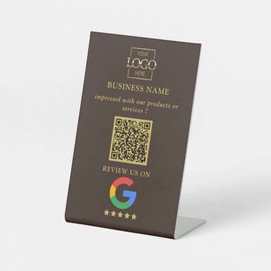 Professioneel Google Reviews QR Code Zakelijk Logo Reclamebord Met Voetstuk (Voorkant)