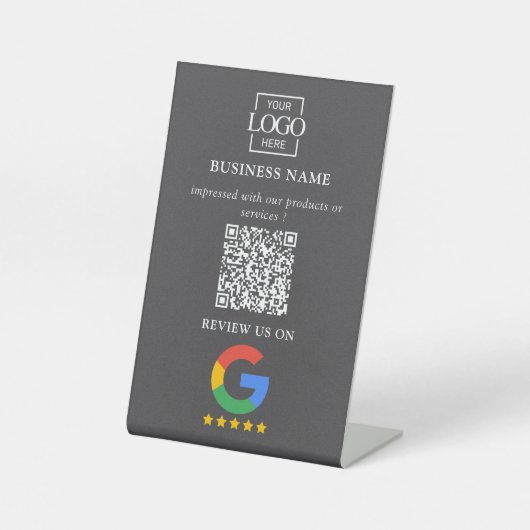 Professioneel Google Reviews QR Code Zakelijk Logo Reclamebord Met Voetstuk (Voorkant)