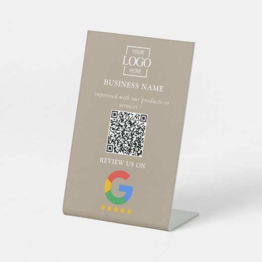 Professioneel Google Reviews QR Code Zakelijk Logo Reclamebord Met Voetstuk (Voorkant)