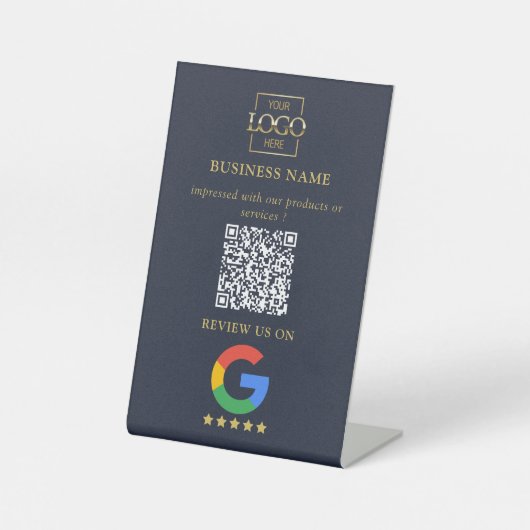 Professioneel Google Reviews QR Code Zakelijk Logo Reclamebord Met Voetstuk (Voorkant)