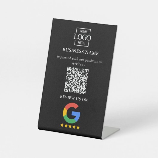 Professioneel Google Reviews QR Code Zakelijk Logo Reclamebord Met Voetstuk (Voorkant)