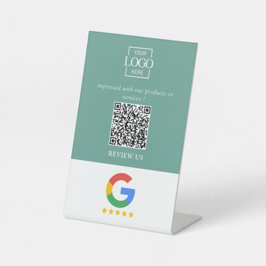 Professioneel Google Reviews QR Code Zakelijk Logo Reclamebord Met Voetstuk (Voorkant)