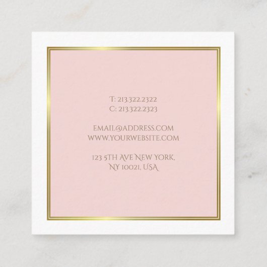 Professioneel Goud Blush Roze Wit Luxe Plain Vierkante Visitekaartje (Achterkant)