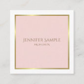 Professioneel Goud Blush Roze Wit Luxe Plain Vierkante Visitekaartje (Voorkant)