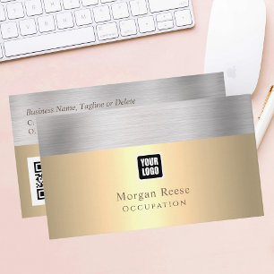 Professioneel goud en zilver, minimaal, Logo, QR-c Visitekaartje