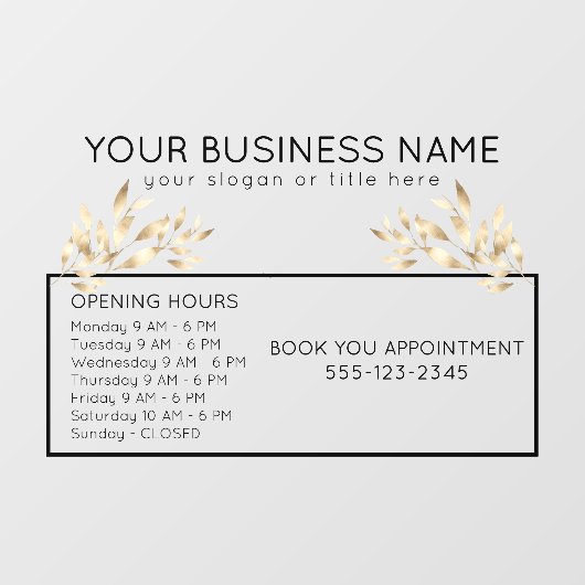Professioneel goud laat afspraak openingstijden raamsticker (Vel)