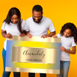 Professioneel goud met elegant geel blauw visitekaartje