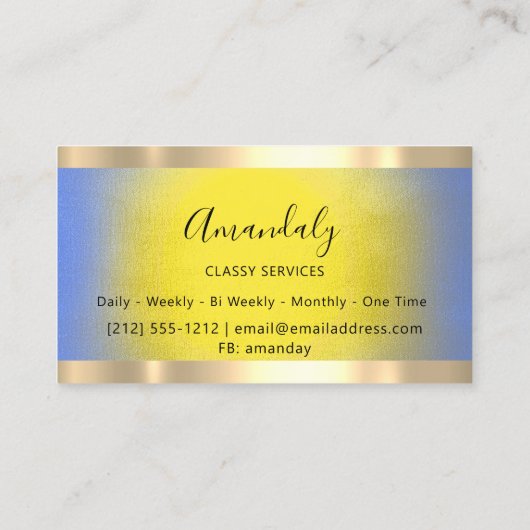 Professioneel goud met elegant geel blauw visitekaartje (Achterkant)