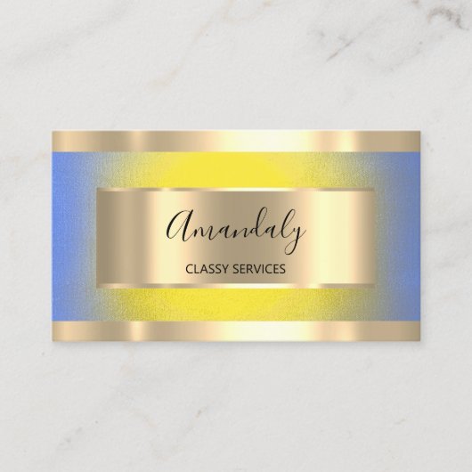 Professioneel goud met elegant geel blauw visitekaartje (Voorkant)