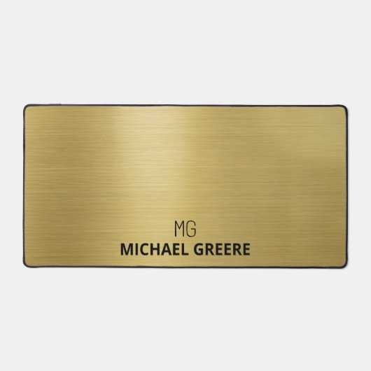 Professioneel goud metallisch monogram bureaumat (Voorkant)