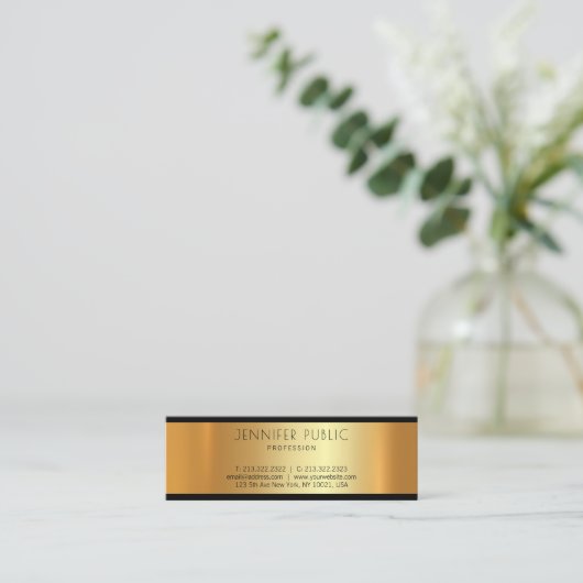 Professioneel Goud Modern Elegant Glamoureuze Plai Mini Visitekaartje (Staand voorkant)
