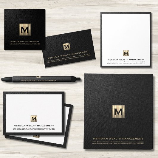 Professioneel Goud Monogram Initiaal Embleem Notitieboek