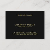 Professioneel Goud Monogram Zwart Elegant Vlak Visitekaartje (Achterkant)
