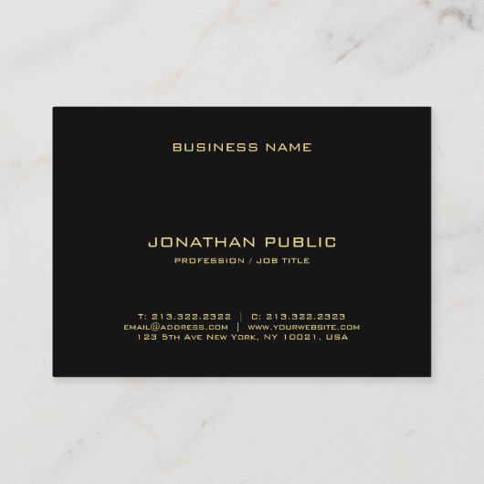 Professioneel Goud Monogram Zwart Elegant Vlak Visitekaartje (Achterkant)