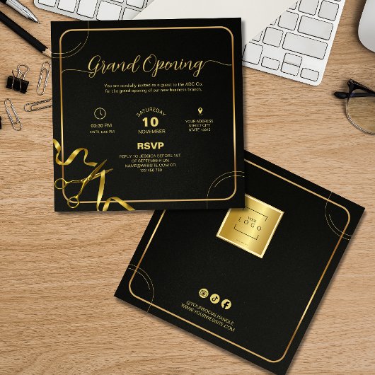 Professioneel Goud & Zwart Bedrijf Groot openingsf Kaart