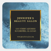 Professioneel goud zwart blauw ijs retouradres vierkante sticker (Voorkant)
