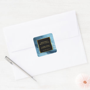 Professioneel goud zwart blauw ijs retouradres vierkante sticker