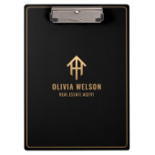 Professioneel Goud & Zwart Vastgoed Realtor Chique Klembord (Voorkant)