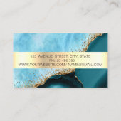 Professioneel Gouden Streep Turquoise Marmer Visitekaartje (Achterkant)