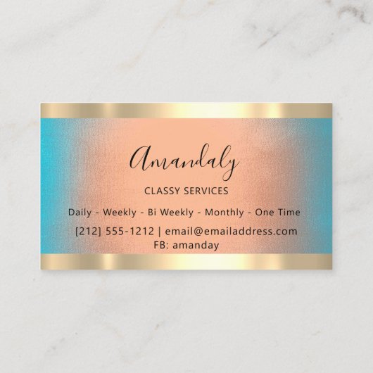 Professioneel, goudvormig, elegant Roos blauw ombr Visitekaartje (Achterkant)