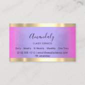 Professioneel, goudvormig elegant roze Paars Visitekaartje (Achterkant)