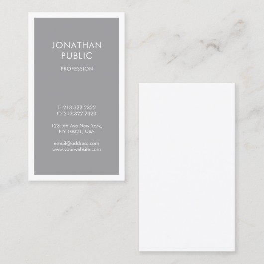 Professioneel grafisch ontwerp, grijs, eenvoudig w visitekaartje (Voorkant / Achterkant)