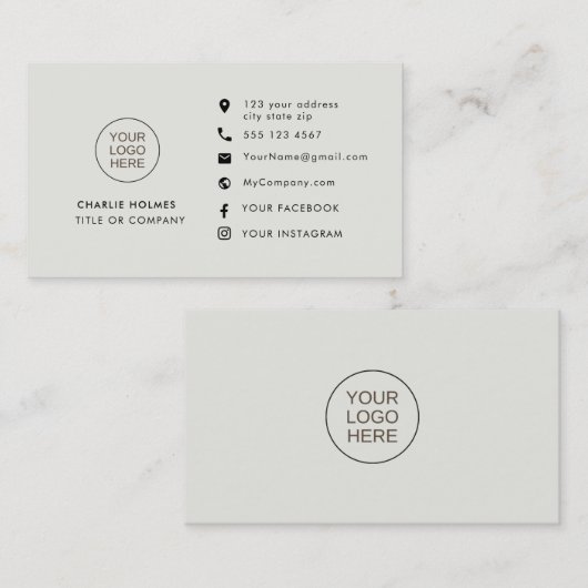 Professioneel grijs | Aangepaste pictogrammen Soci Visitekaartje (Voorkant / Achterkant)