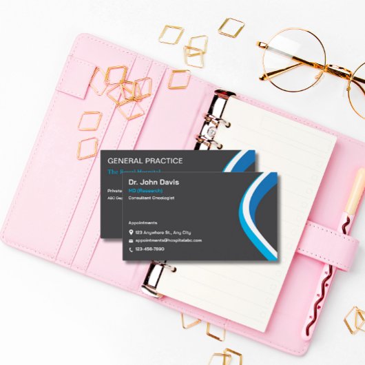 Professioneel Grijs en Blauw Modern Minimalist Visitekaartje